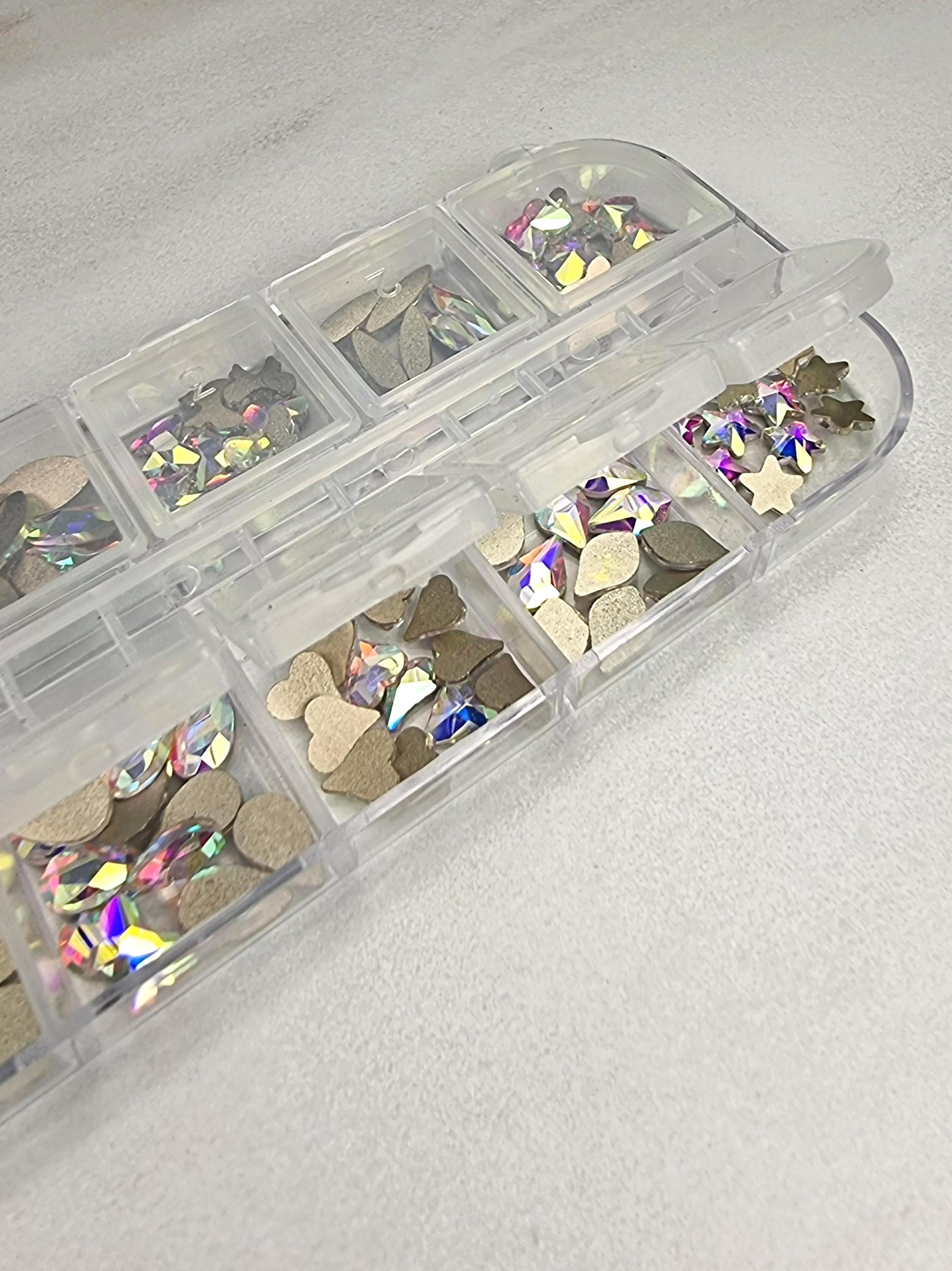 Zdobení nehtů - Kamínky mix XL balení - 12 různých druhů AB