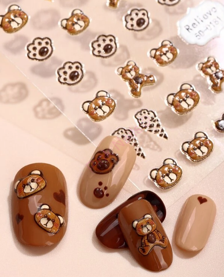 Zdobení na nehty - Nálepky 5D Medvídci 181