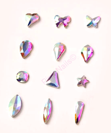 Zdobení nehtů - Kamínky mix XL balení - 12 různých druhů AB