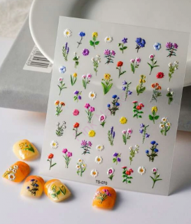 Zdobení na nehty - Nálepky jarní květiny 3D TS-070